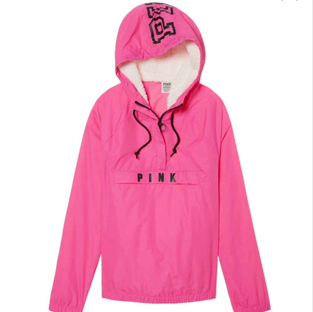 Pink sherpa lined hood anorak (XS)
